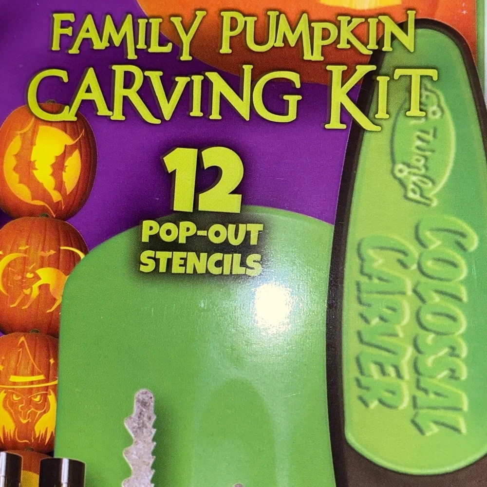 Lot of 4 Pumpkin Pro Family Fun Pumpkin Carving Kits with 12 Pop Up Stencils
